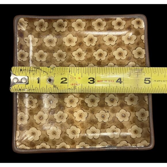 Sousaku Sound Collection Japan Stoneware 5" Brown‎ Floral Pattern Trinket Dish - Picture 6 of 6